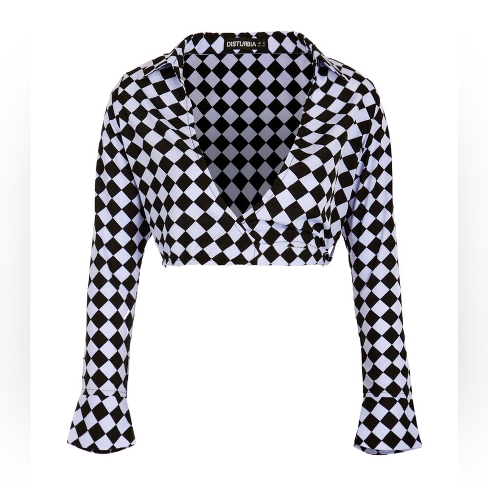 Disturbia Discordia Collared Wrap Top US 4 / UK 8 - Picture 6 of 10